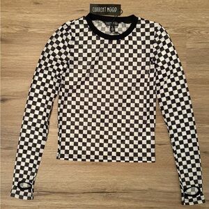 Current Mood Checkered Long Sleeve Top